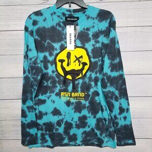 Reason Brand Aqua Smile Long Sleeve T-Shirt Mens Size Medium